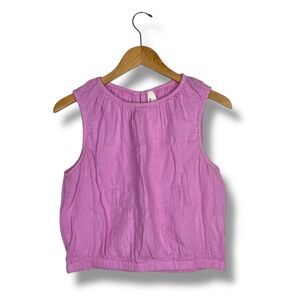 PACT Coastal Double Gauze Bubble Hem Top Organic Cotton M Pink Sustainable
